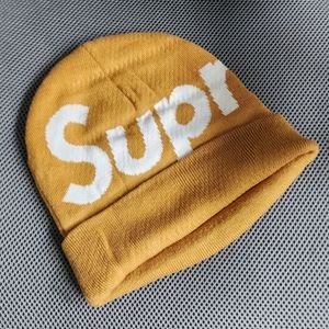 NWT. Supreme Big Logo Beanie - DARK GOLD